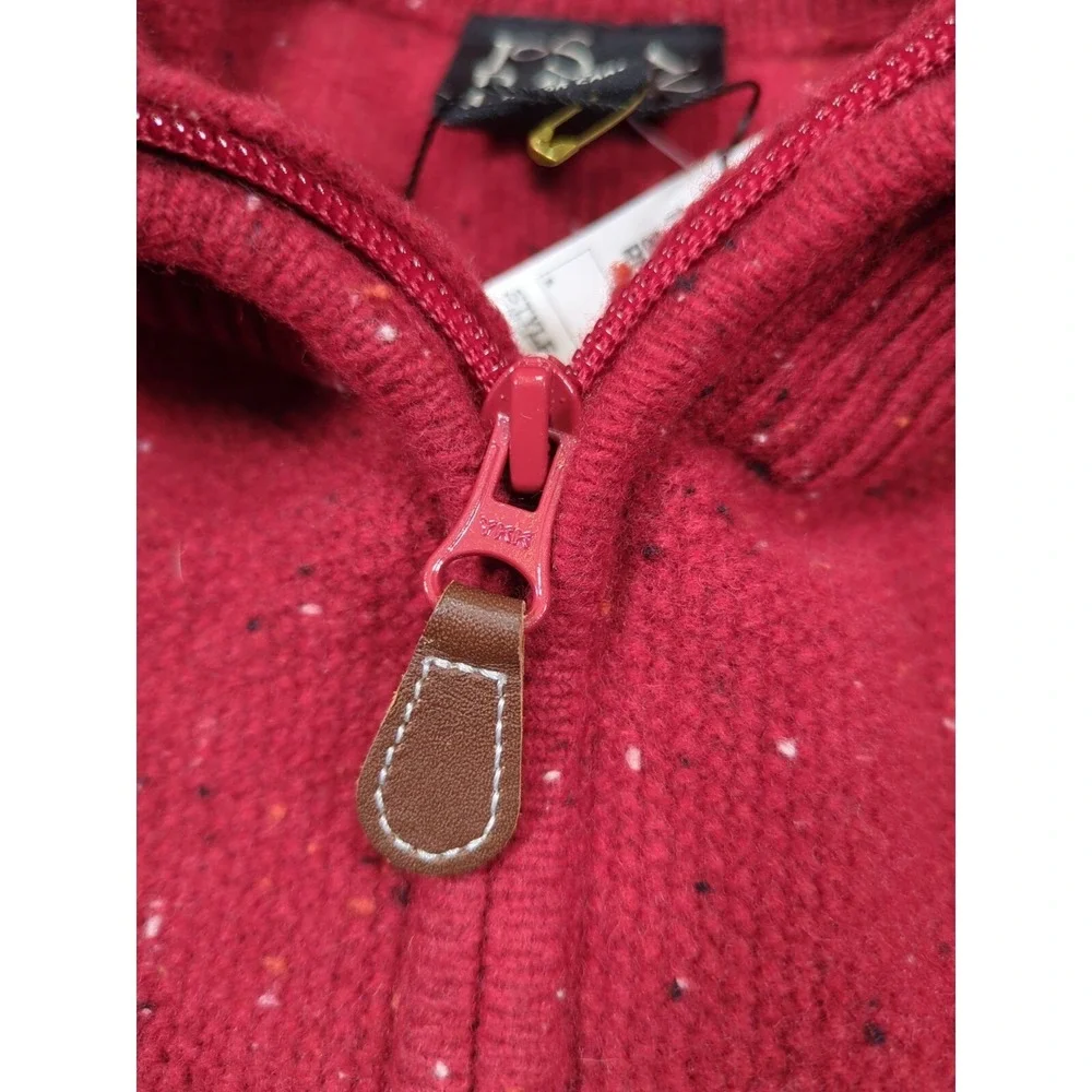 JoS A BANK Lambswool Speckled Red Sweater 1/4 Zip Pullover Mens Size L with Tags